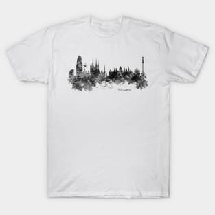 Barcelona Black and White Watercolor Skyline T-Shirt